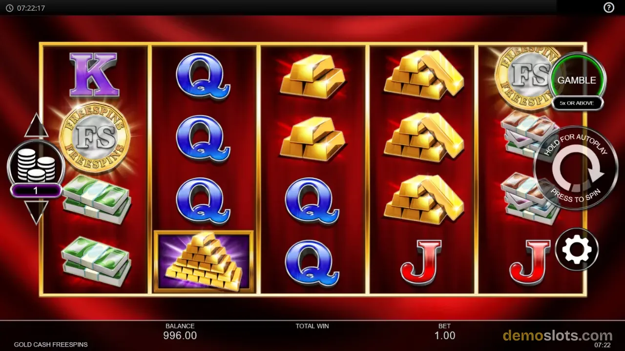 Gold Cash Free Spins slot by Inspired Gaming