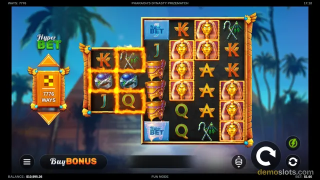 A brightly rendered slot game screen featuring an Egyptian-themed 5-reel grid with a highlighted 3-reel section on the left and a standard 5-reel grid on the right.