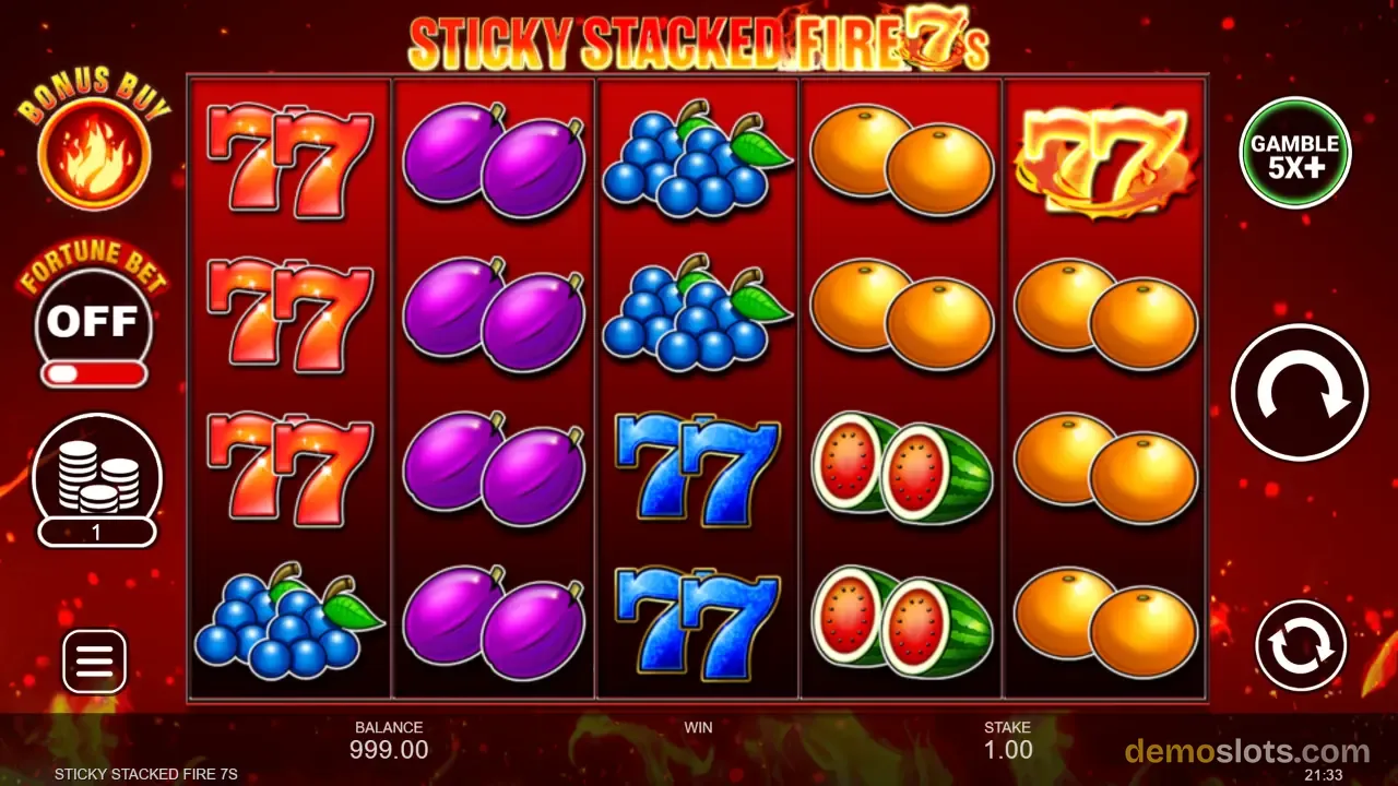 Sticky Stacked Fire 7's slot by Inspired Gaming