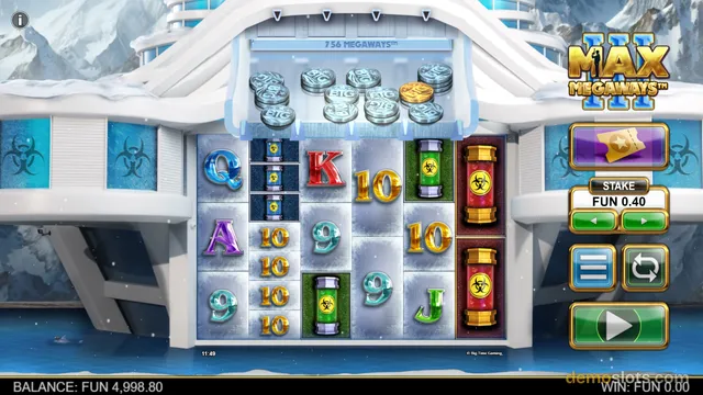 Max Megaways 3 slot displaying 756 megaways with purple bars and number symbols.