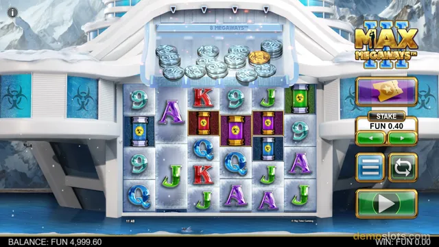 Max Megaways 3 slot with changing reel configuration and various symbol combinations.