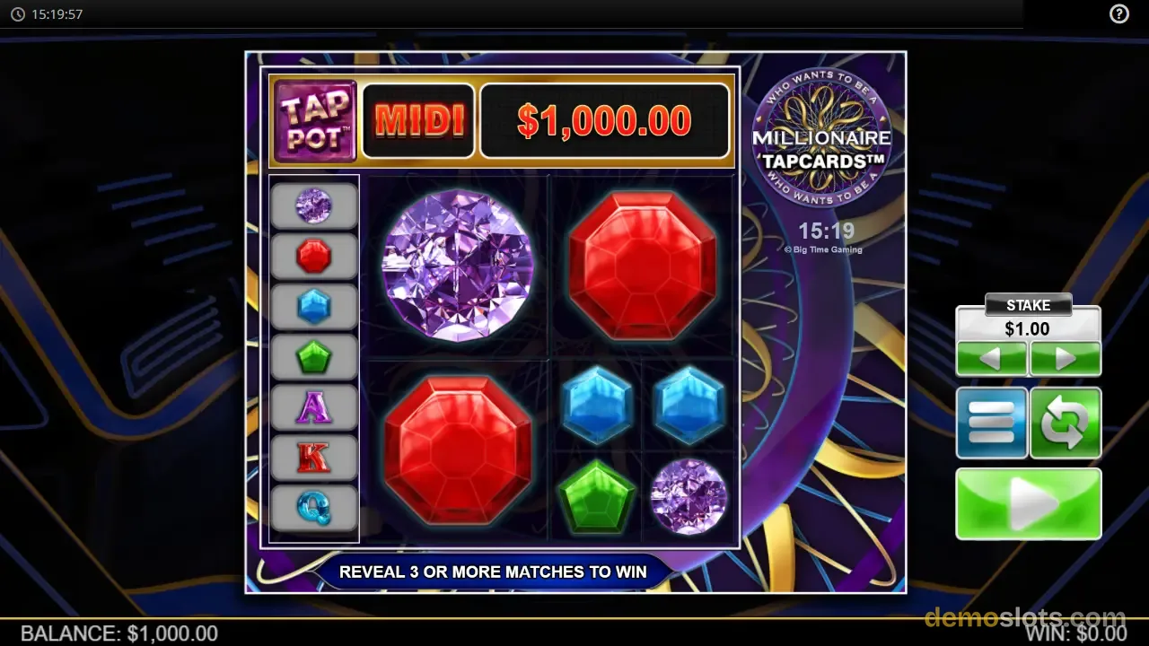 Millionaire Tapcards slot by Big Time Gaming