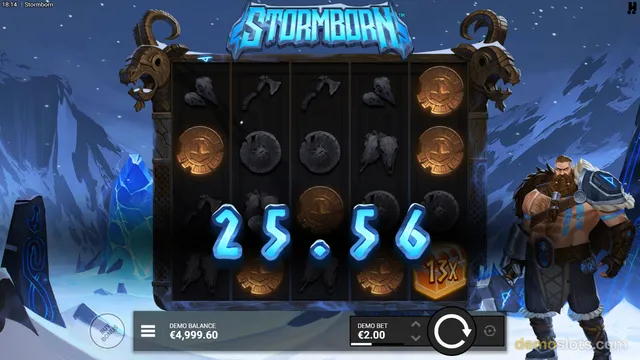 A fully rendered slot machine screen shows a 5x4 grid of symbols with a large blue win amount of 25.56 displayed across the center.