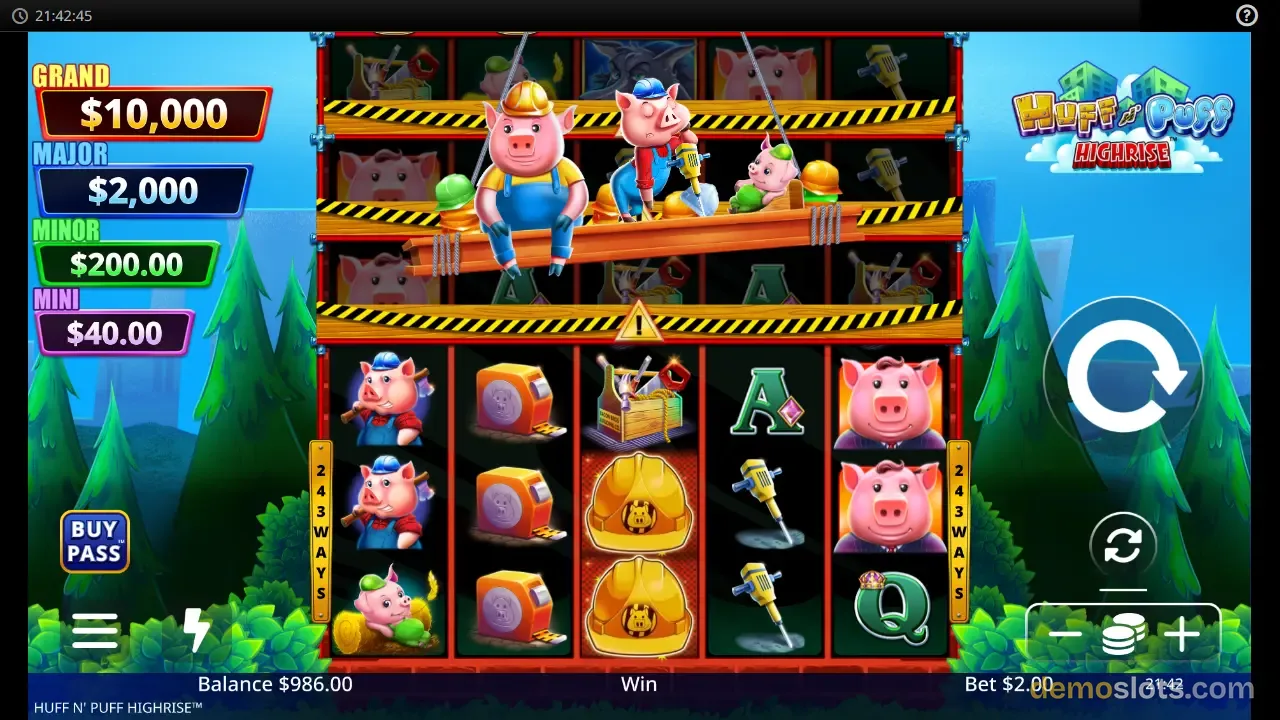 Huff N' Puff Highrise slot by Light & Wonder