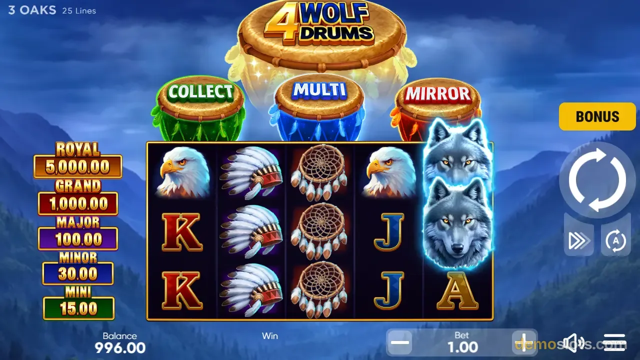 4 Wolf Drums slot by 3 Oaks Gaming