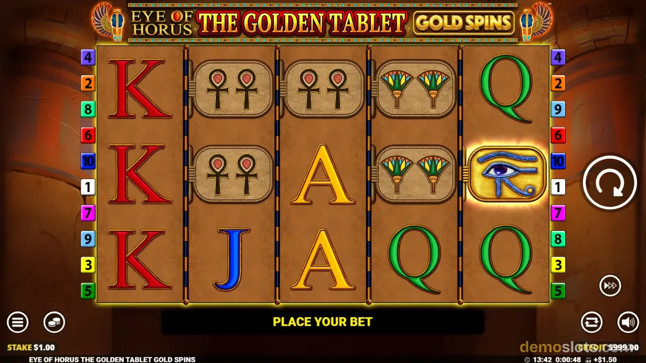 Eye of Horus The Golden Tablet Gold Spins slot by Blueprint Gaming