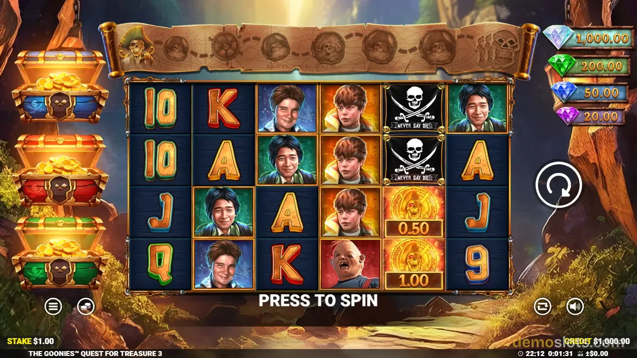 The Goonies Quest for Treasure 3 slot by Blueprint Gaming