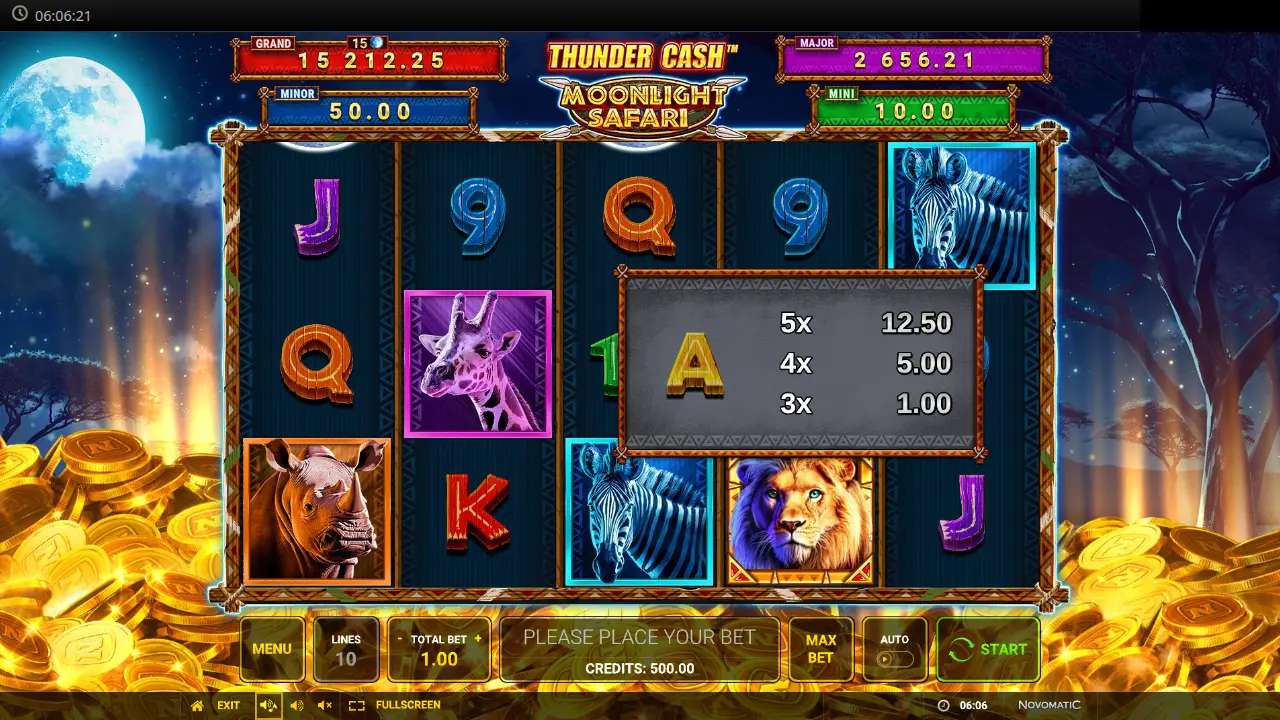 Thunder Cash - Moonlight Safari slot by Greentube