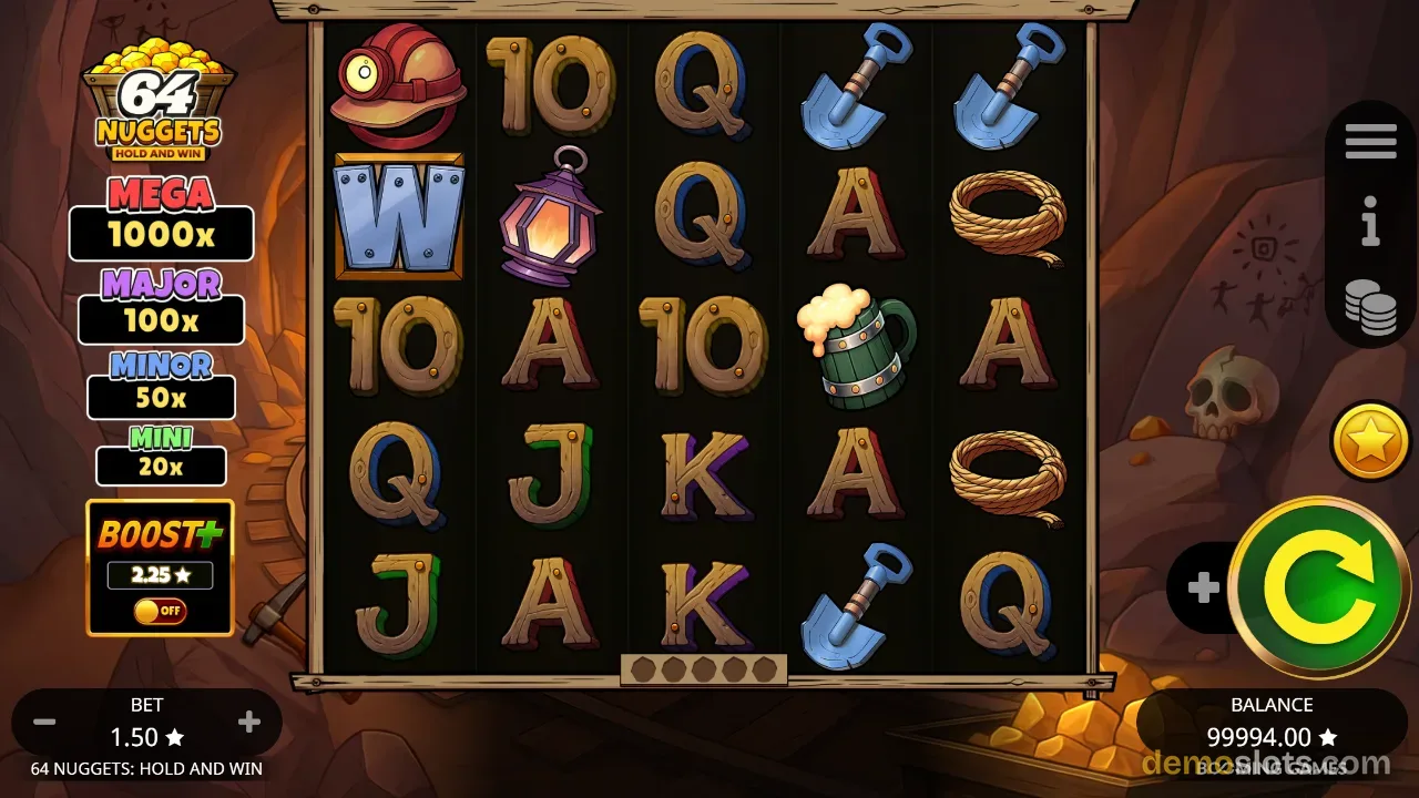 64 Nuggets Hold and Win slot by Booming Games