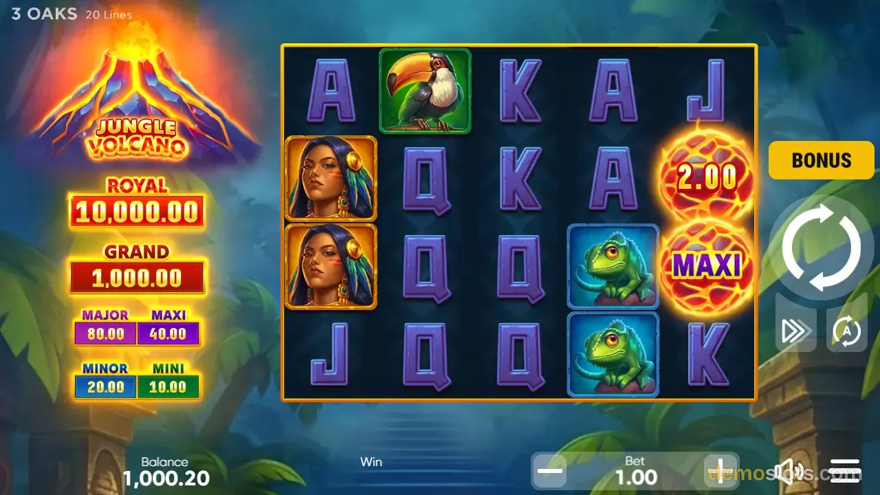 Jungle Volcano slot by 3 Oaks Gaming