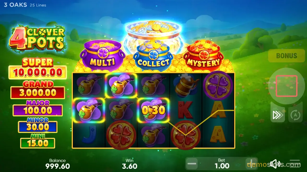 4 Clover Pots slot by 3 Oaks Gaming
