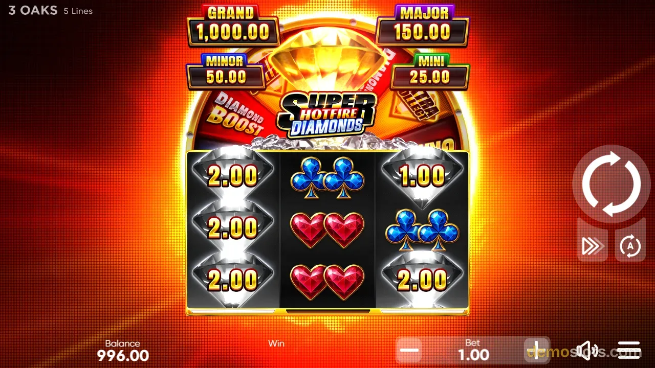 Super Hotfire Diamonds slot by 3 Oaks Gaming