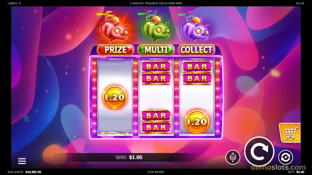 A 3-reel slot game featuring pig characters with helicopters above a grid containing coin and bar symbols.