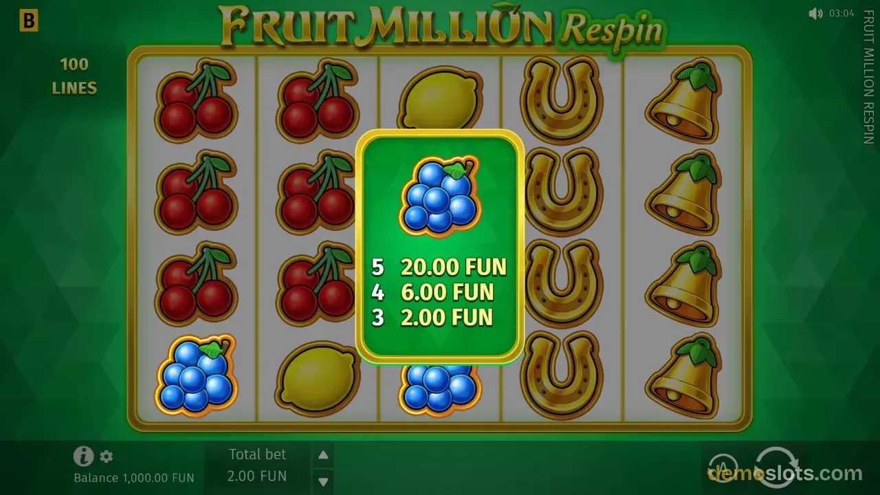 Fruit Million Respin slot by BGaming