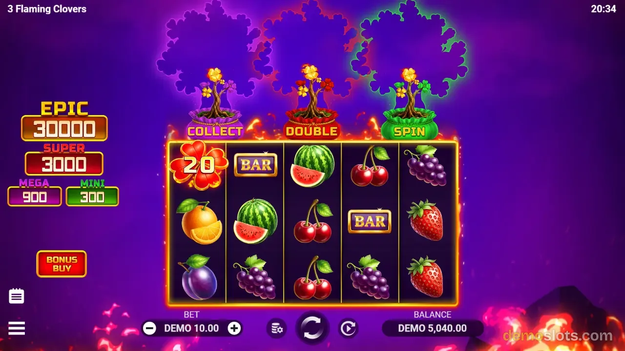 3 Flaming Clovers slot by Evoplay