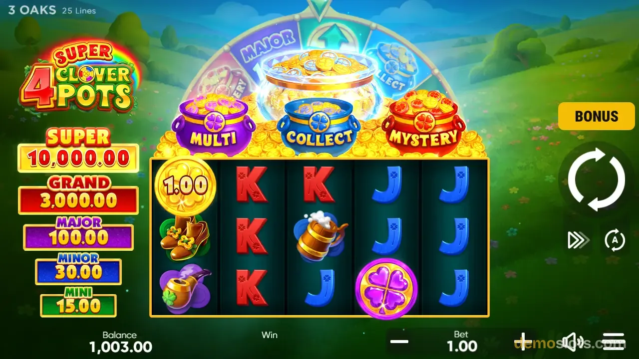 4 Super Clover Pots slot by 3 Oaks Gaming