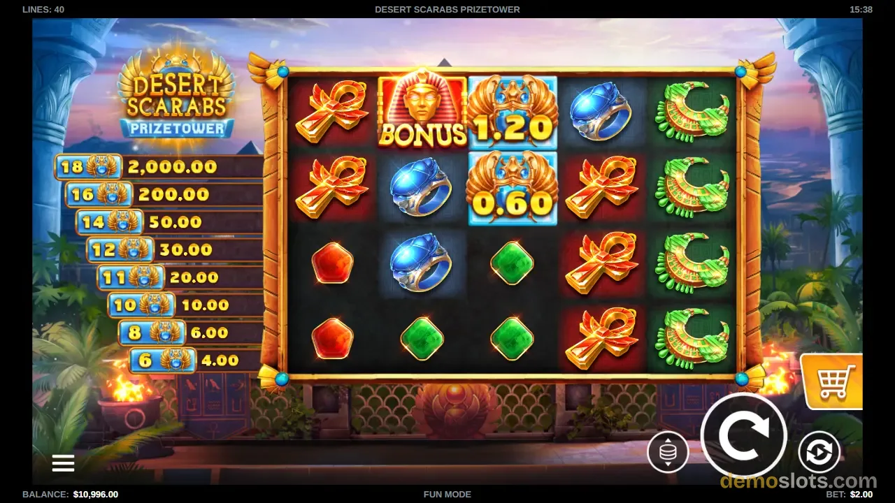 Desert Scarabs PrizeTower slot by Kalamba Games